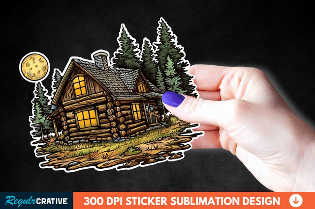 Log Cabin Sticker Clipart Sublimation Regulrcrative 