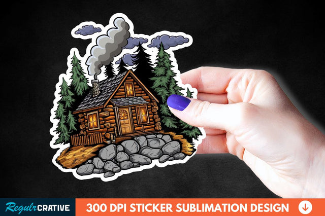 Log Cabin Sticker Clipart Sublimation Regulrcrative 