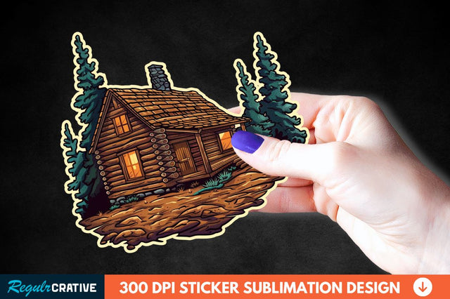 Log Cabin Sticker Clipart Sublimation Regulrcrative 
