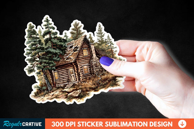 Log Cabin Sticker Clipart Sublimation Regulrcrative 