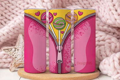 Lollipop Zipper Reveal 20oz Tumbler Wrap Sublimation DesignSVG 