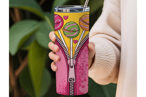Lollipop Zipper Reveal 20oz Tumbler Wrap Sublimation DesignSVG 