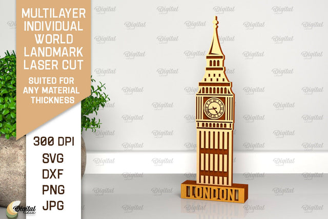 London Landmark Laser Cut. Multilayer Decor SVG SVG Evgenyia Guschina 