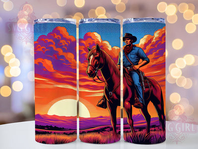 Lone Cowboy Flag 20oz Tumbler Wrap, Vintage Western Design, American Flag Sublimation, Patriotic USA Wrap, Independence Day Tumbler, 20oz Tumbler Design, PNG Tumbler Wrap Sublimation SvggirlplusArt 
