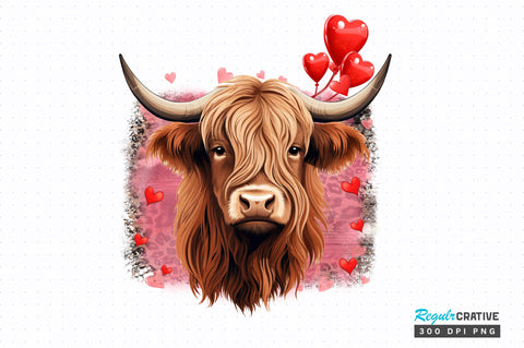 Long Hair cow PNG Design Sublimation Regulrcrative 