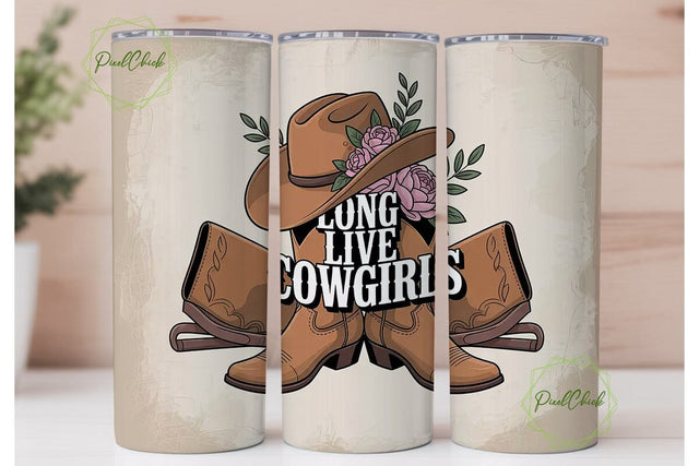 Long Live Cowgirls 20oz Tumbler Wrap Sublimation PixelChick 