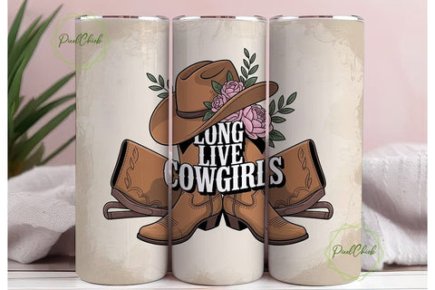 Long Live Cowgirls 20oz Tumbler Wrap Sublimation PixelChick 