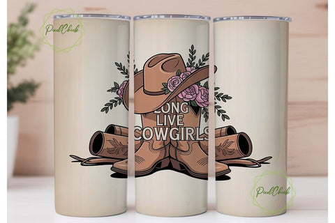 Long Live Cowgirls 20oz Tumbler Wrap Sublimation PixelChick 