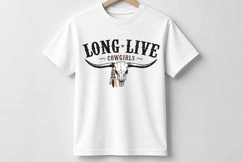 Long Live Cowgirls PNG | Western Longhorn Skull PNG SVG BillahCrafts 