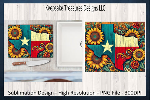 Long Star State, Texas Cutting Board, Sublimation PNG Kitchen Design, Digital Download Sublimation Keepsake Treasures Designs LLC. 