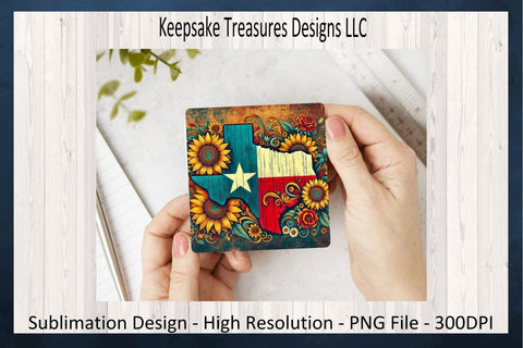Long Star State, Texas Pot Holder and Coaster Set, Kitchen Decor, Sublimation Png Design, Digital Download Sublimation Keepsake Treasures Designs LLC. 