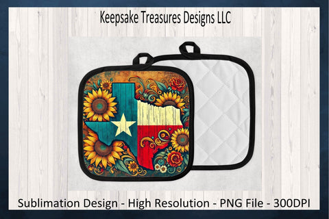 Long Star State, Texas Pot Holder and Coaster Set, Kitchen Decor, Sublimation Png Design, Digital Download Sublimation Keepsake Treasures Designs LLC. 