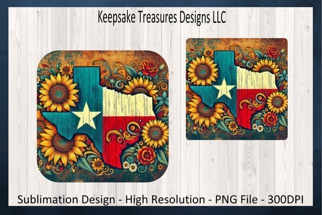 Long Star State, Texas Pot Holder and Coaster Set, Kitchen Decor, Sublimation Png Design, Digital Download Sublimation Keepsake Treasures Designs LLC. 