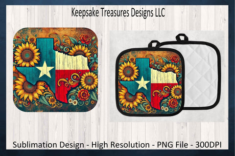 Long Star State, Texas Pot Holder and Coaster Set, Kitchen Decor, Sublimation Png Design, Digital Download Sublimation Keepsake Treasures Designs LLC. 