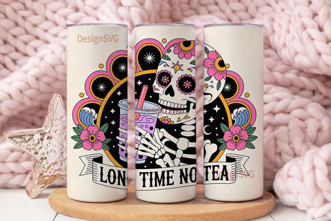 Long Time No Tea Tumbler Wrap Sublimation DesignSVG 