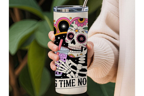 Long Time No Tea Tumbler Wrap Sublimation DesignSVG 