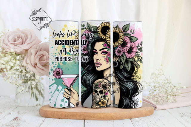 Looks Like I May Accidentally Get Drunk On Purpose Today, Sarcastic Tumbler Wrap, Funny Saying PNG, 20 Oz Tumbler Wrap Sublimation sassyprint 