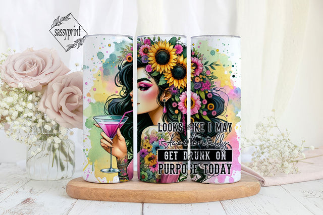 Looks Like I May Accidentally Get Drunk On Purpose Today, Sarcastic Tumbler Wrap, Funny Saying PNG, 20 Oz Tumbler Wrap Sublimation sassyprint 