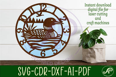 Loon duck clock wall clock laser cut files SVG APInspireddesigns 