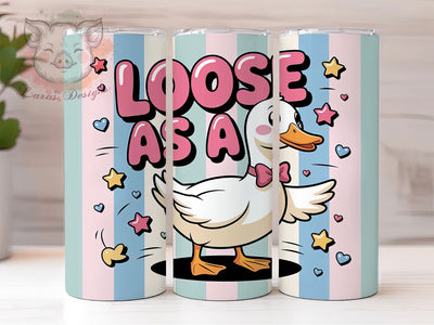 Loose Duck Funny 20oz Tumbler Wrap, Loose As A Duck, White Duck, Humorous Quote, Playful Illustration, 20oz Tumbler Wrap, Sublimation PNG Sublimation Lara' s Designs 
