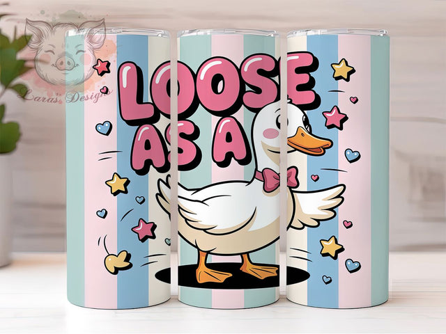 Loose Duck Funny 20oz Tumbler Wrap, Loose As A Duck, White Duck, Humorous Quote, Playful Illustration, 20oz Tumbler Wrap, Sublimation PNG Sublimation Lara' s Designs 
