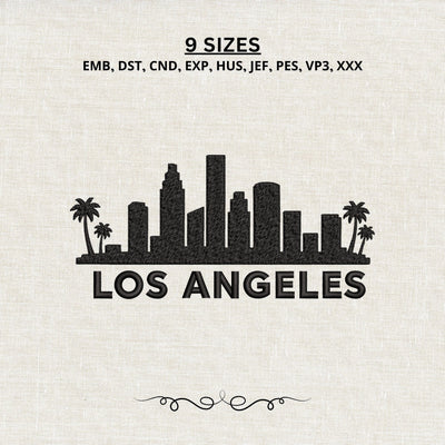 Los Angeles Skyline Embroidery Design – LA City Palm Trees Machine Embroidery File Embroidery/Applique DESIGNS PatternFeed8 