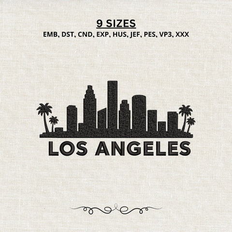 Los Angeles Skyline Embroidery Design – LA City Palm Trees Machine Embroidery File Embroidery/Applique DESIGNS PatternFeed8 