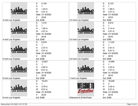 Los Angeles Skyline Embroidery Design – LA City Palm Trees Machine Embroidery File Embroidery/Applique DESIGNS PatternFeed8 