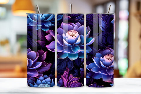 Lotus Blossom Tumbler Wrap, Seamless PNG Wrap, Glowing Lotus Bloom Tumbler Wrap, Seamless PNG Wrap Sublimation FloridPrintables 