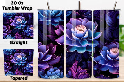 Lotus Blossom Tumbler Wrap, Seamless PNG Wrap, Glowing Lotus Bloom Tumbler Wrap, Seamless PNG Wrap Sublimation FloridPrintables 