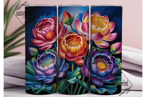Lotus Flower 20oz Tumbler Wrap Sublimation sassyprint 
