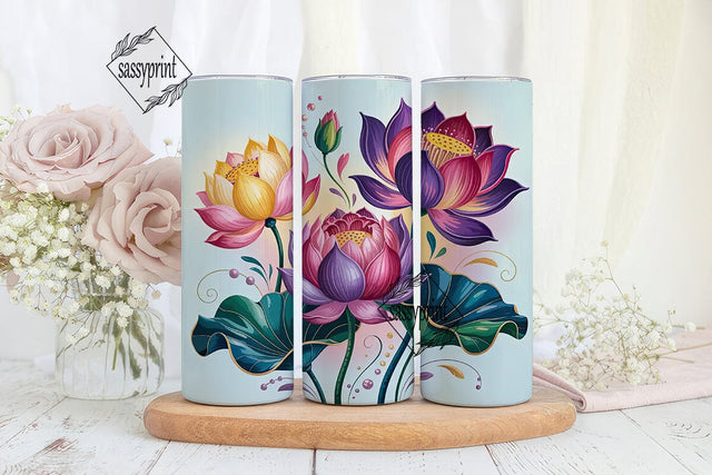 Lotus Flower 20oz Tumbler Wrap Sublimation sassyprint 