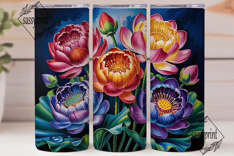 Lotus Flower 20oz Tumbler Wrap Sublimation sassyprint 