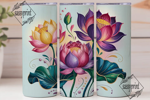 Lotus Flower 20oz Tumbler Wrap Sublimation sassyprint 