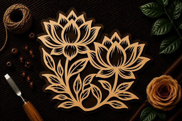 Lotus Flower Botanical Art Laser Cut SVG File SVG Regulrcrative 