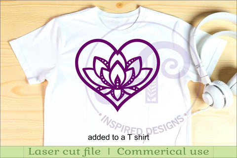 Lotus flower heart wall sign, laser cut SVG APInspireddesigns 