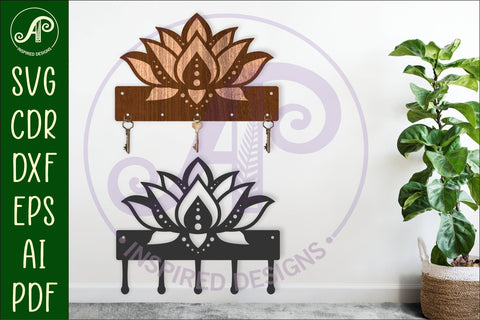 Lotus Flower Key holder designs for wood and metal SVG APInspireddesigns 