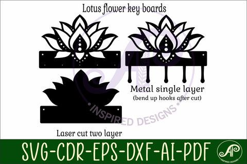 Lotus Flower Key holder designs for wood and metal SVG APInspireddesigns 