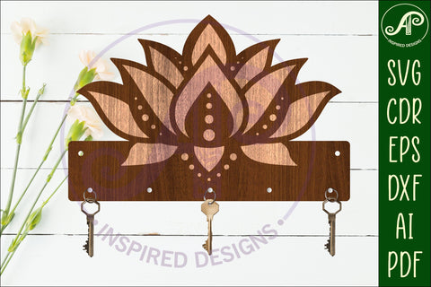 Lotus Flower Key holder designs for wood and metal SVG APInspireddesigns 