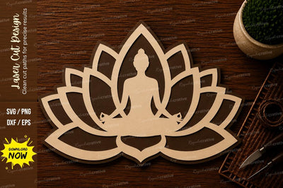 Lotus Flower Meditation Decor Laser Cut SVG File SVG Regulrcrative 