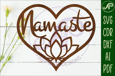 Lotus flower Namaste heart wall sign, laser cut SVG APInspireddesigns 