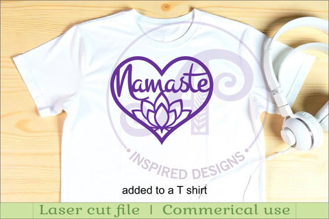 Lotus flower Namaste heart wall sign, laser cut SVG APInspireddesigns 