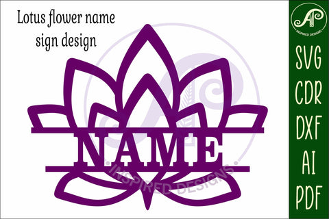 Lotus flower Name sign svg laser cut template SVG APInspireddesigns 