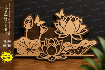 Lotus Flower Scene laser cut svg File SVG Regulrcrative 