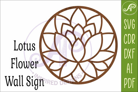 Lotus Flower Wall Art SVG, Round Mandala Laser Cut File SVG APInspireddesigns 