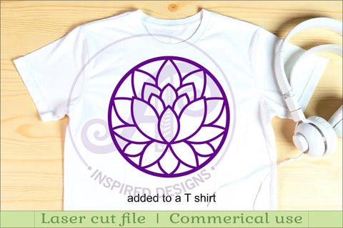 Lotus Flower Wall Art SVG, Round Mandala Laser Cut File SVG APInspireddesigns 