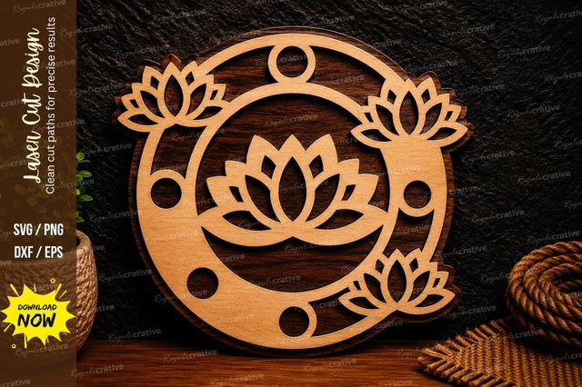 Lotus Mandala Ornament Laser Cut SVG File SVG Regulrcrative 