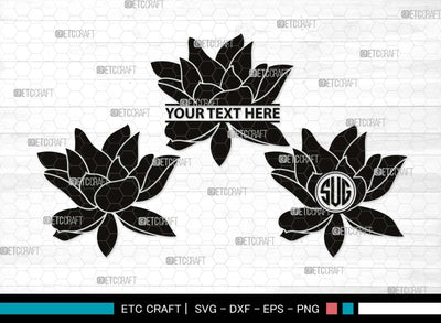 Lotus Monogram, Lotus Silhouette, Lotus SVG, Flower Svg, Water Lily Svg, Lotus Flower Svg, Floral Svg, SB00505 SVG ETC Craft 