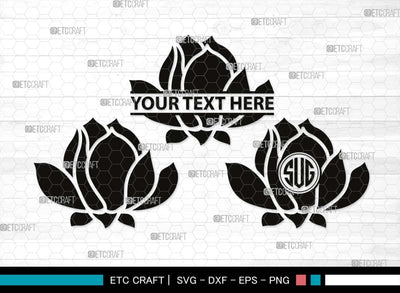 Lotus Monogram, Lotus Silhouette, Lotus SVG, Flower Svg, Water Lily Svg, Lotus Flower Svg, Floral Svg, SB00505 SVG ETC Craft 