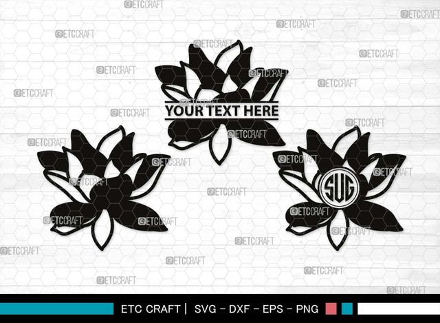 Lotus Monogram, Lotus Silhouette, Lotus SVG, Flower Svg, Water Lily Svg, Lotus Flower Svg, Floral Svg, SB00505 SVG ETC Craft 